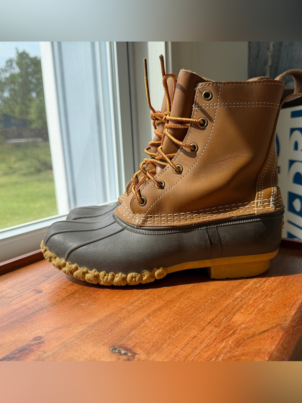 L.L. Bean Women's Two-Tone Tan and Dark Gray Winter Rain Boots